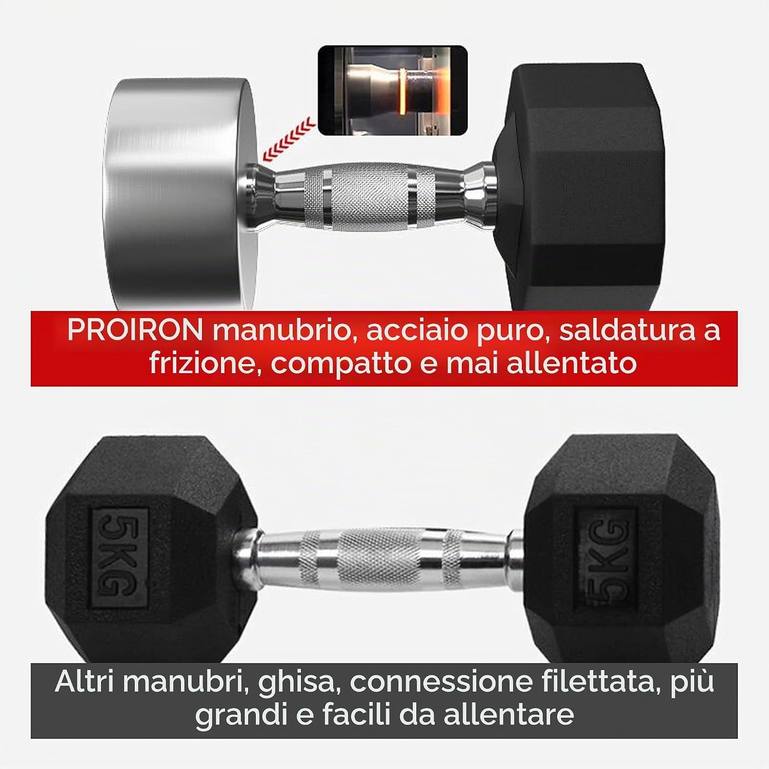 manubri gommati, pesi palestra, dischi in acciaio, peso regolabile, fitness, ... foto 6
