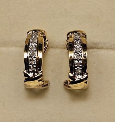 Nachlass Ross-Simons RSE 925 Gold Vermeil Diamant Huggie Creolen 5,5 Gramm
