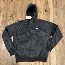 NWT Nike Mens Small Sportswear Jacket Windrunner Black Jacket Hoodie Zip DA0001