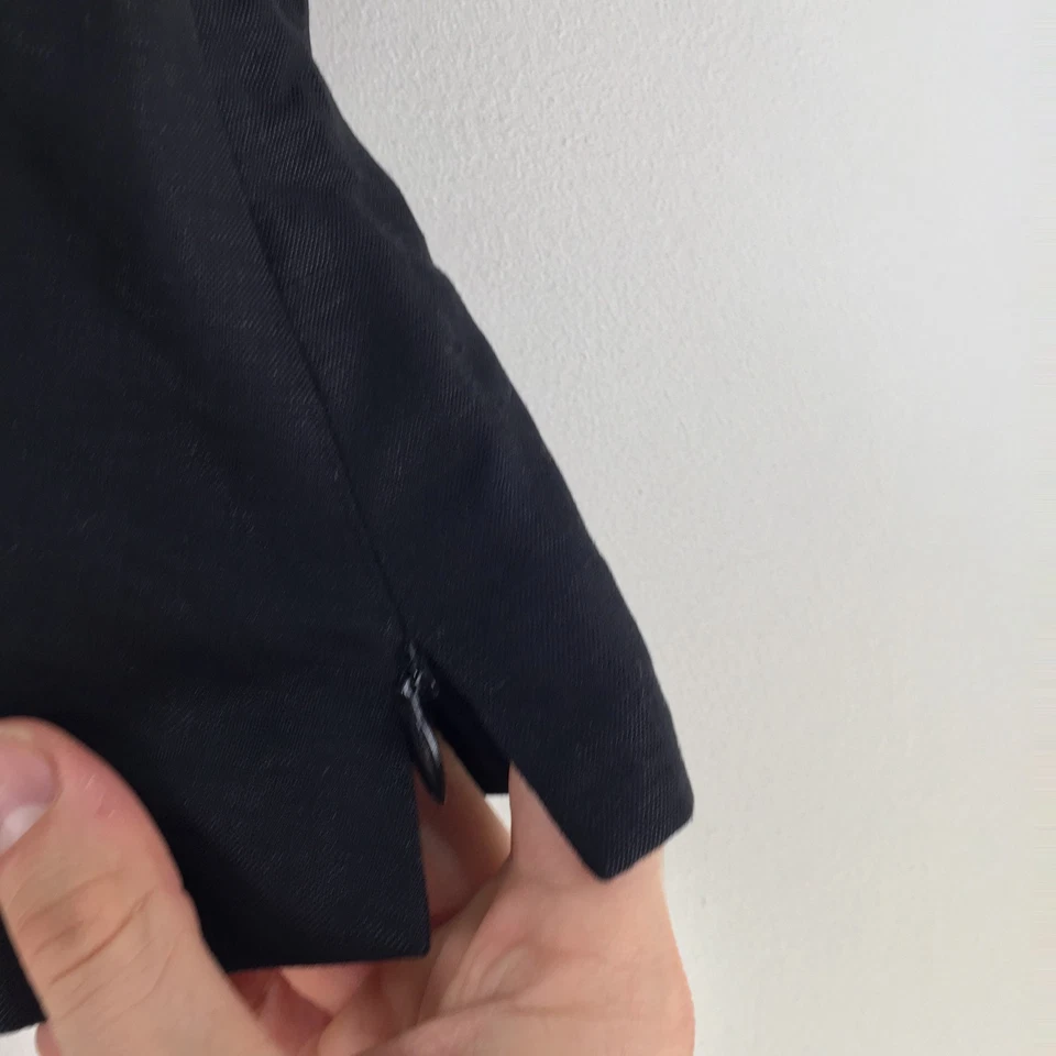 Kasper Mujer Camiseta Sin Mangas Talla 6 Negro Azul Sin Mangas Cuello Cuadrado Lino 116689 Foto 3 de 4