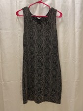 Olivia M.  Women’s Metallic Swirl Sleeveless Dress. Med.Black Silver Vintage 90s