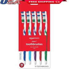 Soft Bristle Toothbrushes Adults W/ Tongue Cleaner Angled End-Tuft Easy Grip New