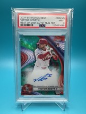 2024 Bowman’s Best Victor Scott II RC Best Of 2024 Auto Teal Refractor /15 PSA 9