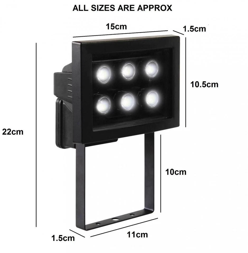 Ranex Xq-Lite 6 LED Schwarz Flutlicht Außen Garten Wand Sicherheitslampe Xq101... - Bild 3 von 3