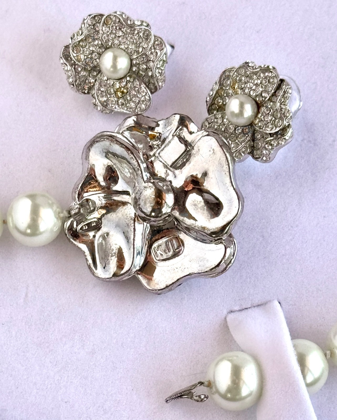 KJL KENNETH J LANE Beautiful Rhinestone Faux Pear… - image 2