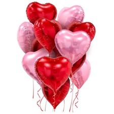 Pink Red Heart Balloons, 20 Pcs 18 Inch Heart Shaped Foil Balloons Pink,red