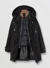 Burberry Hooded Parka Black W/Removable 2 In 1 Down Vest UK8 US6 NWT MSRP $1170