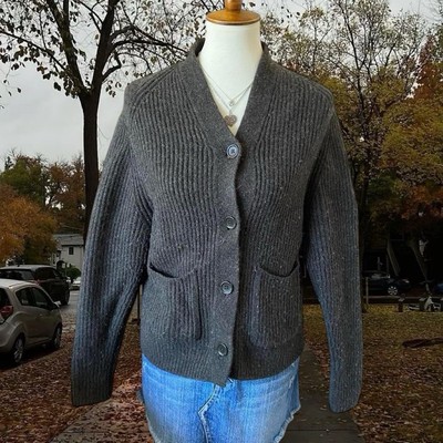 UNIQLO U Women's Gray Wool Ribbed Cardigan