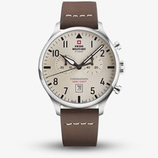 Swiss Military Herren Vintage Chronograph Braun Lederband Uhr SM34098.09