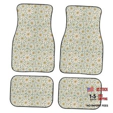 Daisy Flower Print Car Floor Mats Set of 4 Retro Groovy Floral Universal