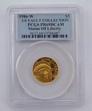 1986 W Statue of Liberty $5 Gold Proof Commemorative Coin PCGS PR69DCAM