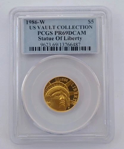 1986 W Statue of Liberty $5 Gold Proof Commemorative Coin PCGS PR69DCAM
