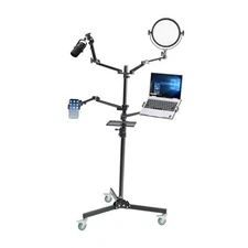 GVM 5-in-1 Movable Live Streaming Floor Stand Kit with Wheels, Overhead Camera 