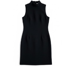 J. McLaughlin Sheath Dress Women Black Mock Neck Sleeveless Stretch Mini