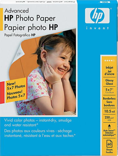 Hp Advanced Photo Paper 56 funtów. Błyszczące 5 x 7 60 arkuszy/opakowanie Q8690A - Zdjęcie 2 z 2