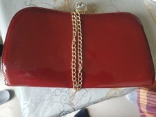 Deep Red/Maroon Evening Party Clutch Bag with Detachable Strap