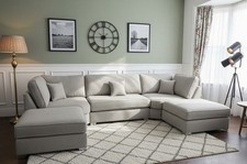 Shoreditch U-Shaped Luxury Lounge Modern Sofa In Plush Velvet Fabric In UK Sizes