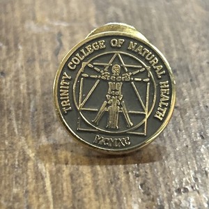 Authentic Vtg TerryBerry 24K Gold Plated Trinity College Of Natural Health MCMXC Pin 2.47G