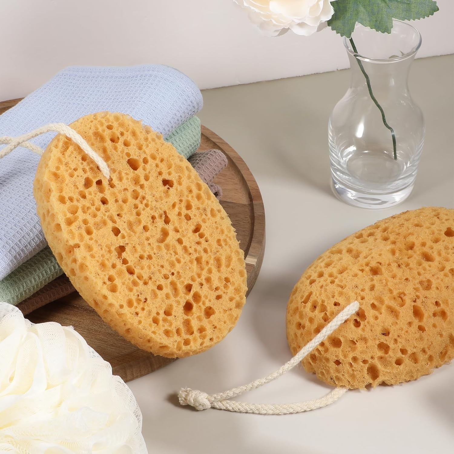Shower Sponge, 2 Pcs Large Bath Sponges for Shower Body Scrubber Soft Loofah Exf