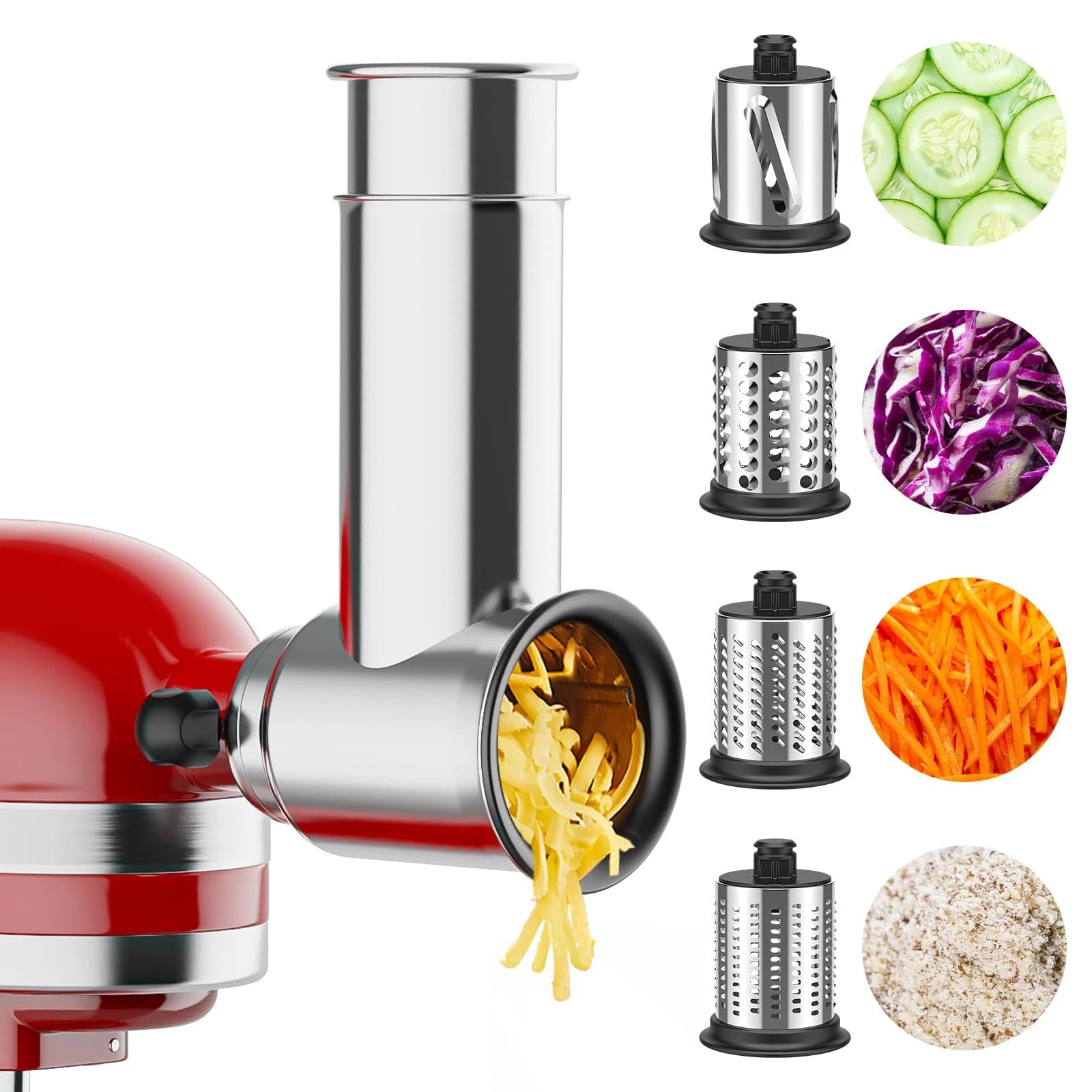 Stainless Steel Slicer Shredder Attachment for Kitchenaid Stand Mixer, Cheese...