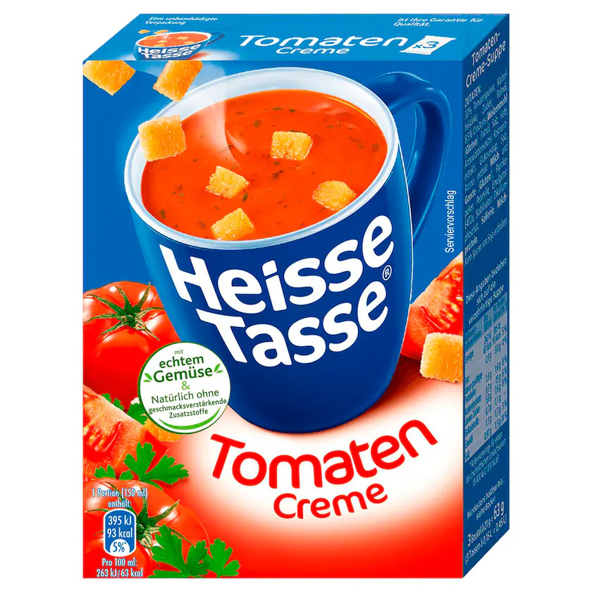 ГОРЯЧИЙ суп в кружке Heisse Tasse Сливочно-ТОМАТНЫЙ суп-пюре - 3 пакетика - 2090₽