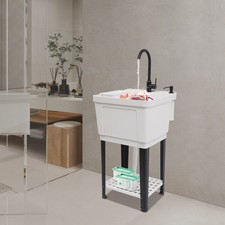 Freestanding Sink Kit White Anti-clogging Laundry Sink 50 48 84cm Utility Sink