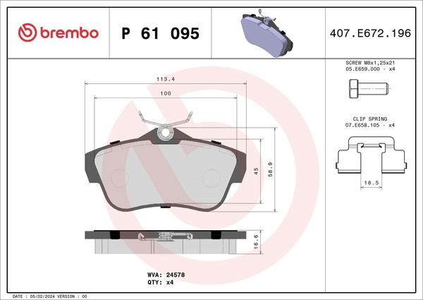 Bremsbelagsatz Scheibenbremse Prime Brembo P 61 095 FüR Fiat Scudo CitroËN Jumpy-image