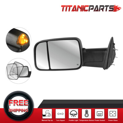 1x Driver Side Power Heated Tow Mirror For 2010-2018 Dodge Ram 1500 2500 3500