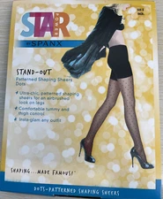 Star Power by SPANX Women's Stand-Out Dots Patterned Shaping Sheers  Black sz  A