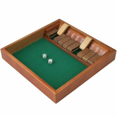 Shut the Box Dice Game Party Game -10 Digit Zero Out Wooden Box Game