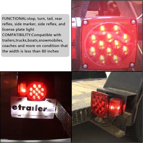 New Rear Led Submersible Trailer Tail Lights Kit Boat Marker Truck Waterproof - Picture 5 of 7