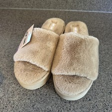 Sz 7/8 Muk Luks Kirstey Comfy Slide Platform Slipper In Irish Cream NWT
