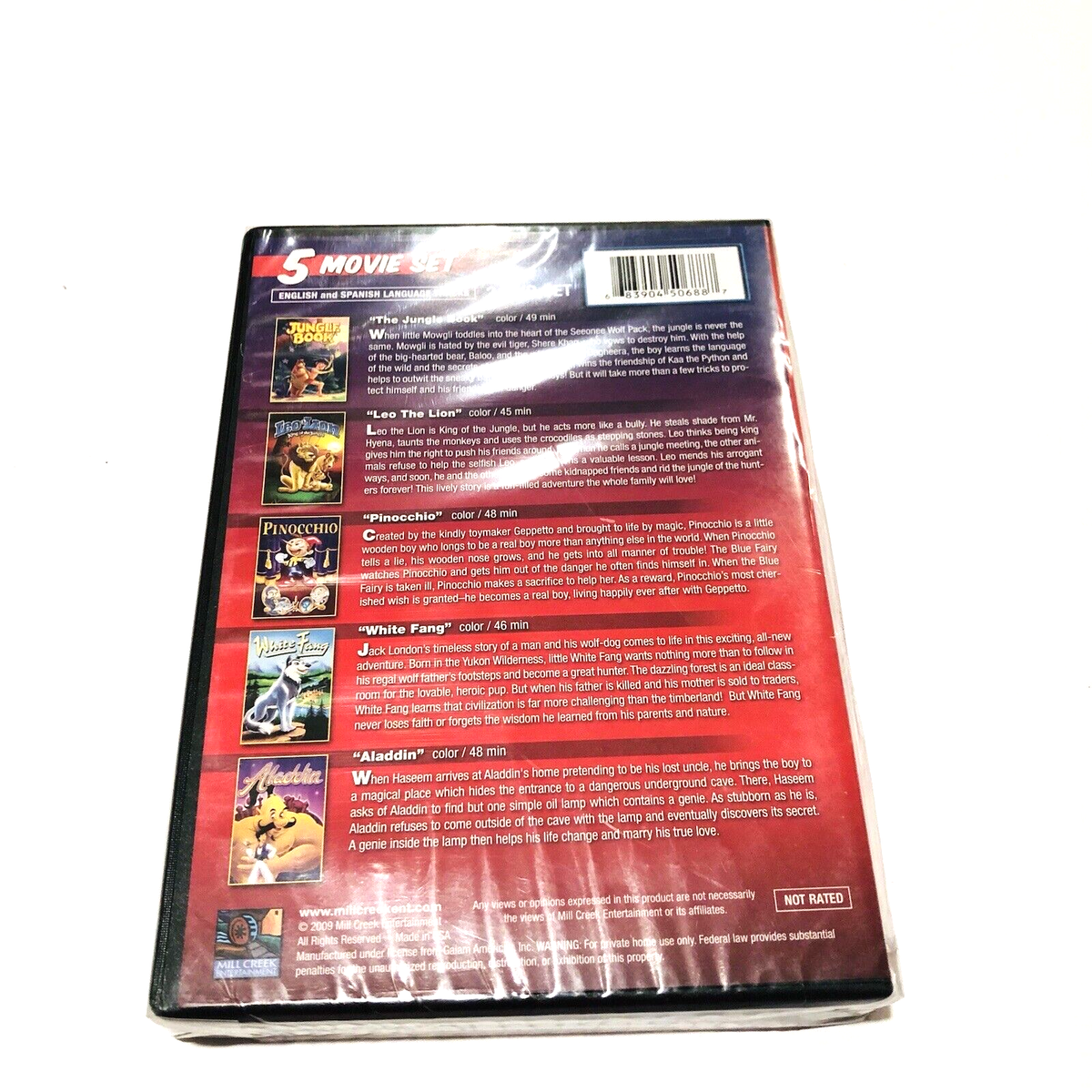 Adventure Collection 5 Movies DVD Aladdin Pinocchio White Fang