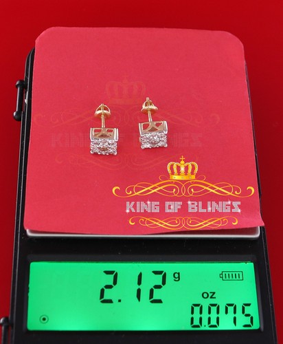 Pendientes cuadrados de oro amarillo real de 10 K con diamantes reales de 1,00 quilates para hombre/mujer - Imagen 12 de 12