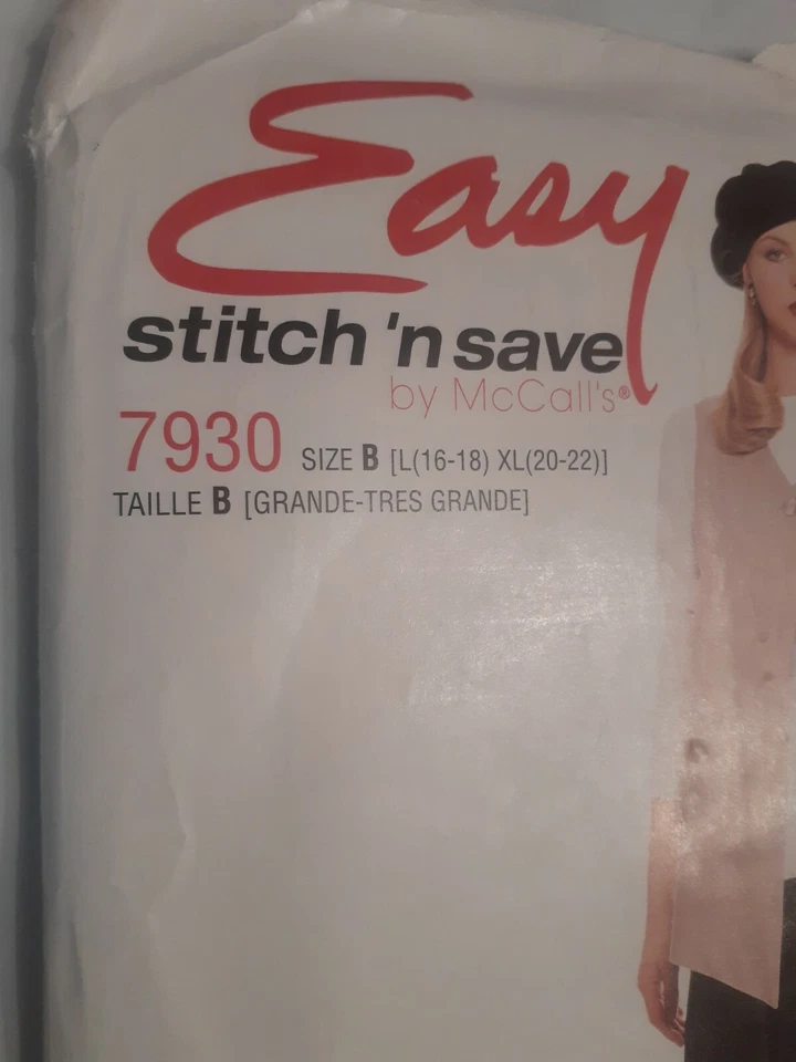 Vest Top Pants L XL 16 18 20 22 McCalls 7930 Stitch N Save Sewing Pattern Easy - Image 2 of 4