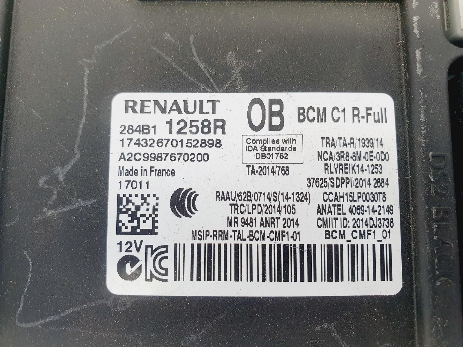 ECU RENAULT 284B11258R A2C9987670200 BCM C1 R | eBay
