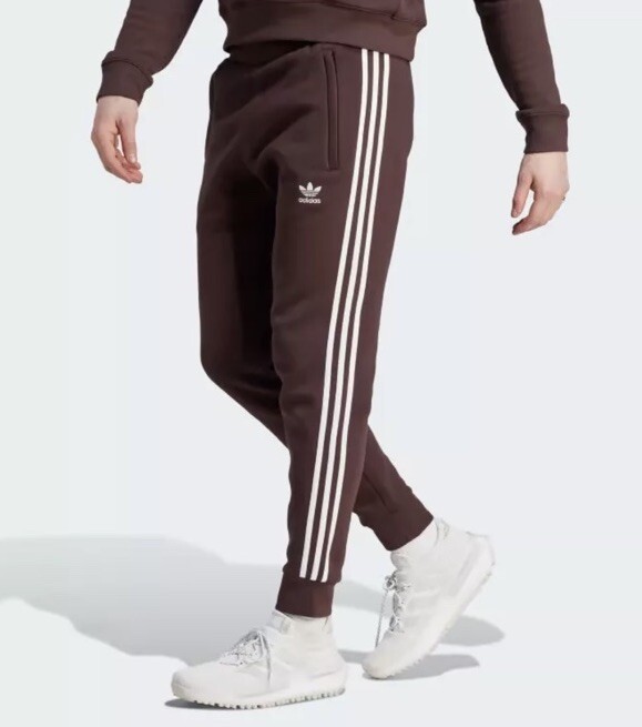 Adidas Originals IM2109 Men's 3-Stripes Slim Fit Brown Tapered Leg Pants  Size Sm