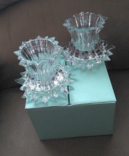 2 PartyLite Aurora Pillar Candle Holders Lead Crystal Collection P7378 Discontin