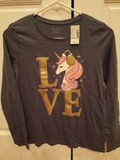 Children's Place Long Sleeved Tshirt NWT Size 16 Unicorn Love