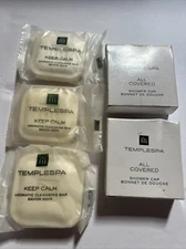 SOAP Cleansing Bars 3 TEMPLESPA Keep Calm Face Body Travel Size 2 Shower Cap