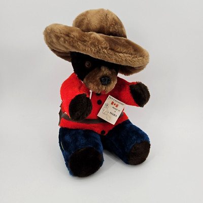 Vintage Mara Plush Canadian Mountie Bear Stuffed Animal 15'' Mara's Canada Made