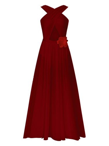 Women Lyrical Modern Contemporary Dance Criss Cross Flowy Mesh Split Long Dress - Picture 22 of 51
