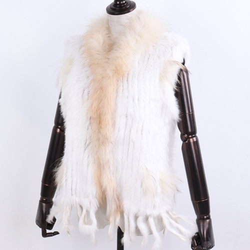 Hot Sale Women Real Rabbit Fur Vest Knitted Tassels Real Rabbit Fur Waistcoat - Bild 17 von 20