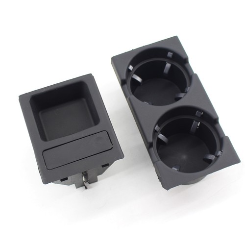For BMW E46 Black Front Center Console Drink Cup Holder 51168217953/957 ABS Set - Picture 6 of 7