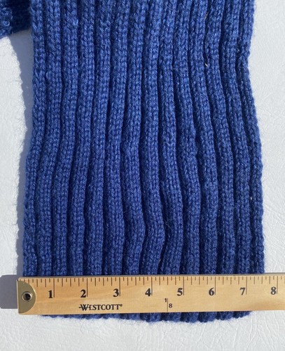NEW Hand Knit Ribbed Scarf Blue Long Mohair - Picture 4 of 4