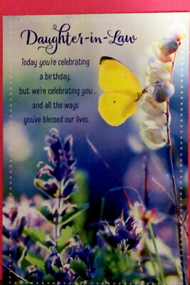 Happy Birthday Daughter In Law Butterfly Flowers Hallmark 5”x7 