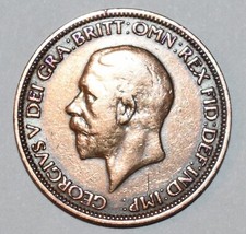 1936 HALF PENNY King GEORGE V British Britanna Brilliant Errored Rarity
