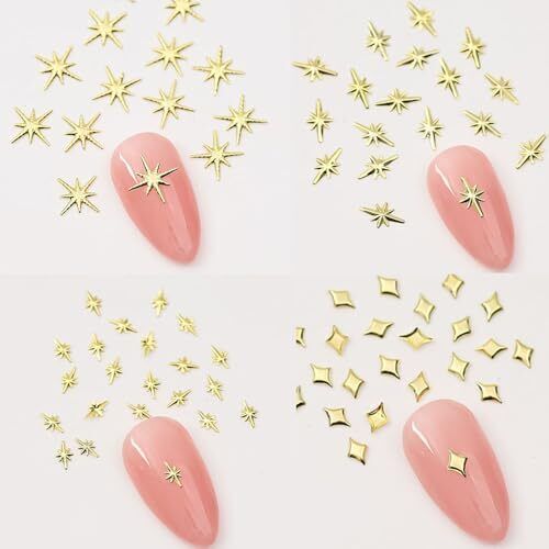 120pcs Gold Silver Star Nail Charms for Nails Design Metal Stars Nail Art - Bild 5 von 7