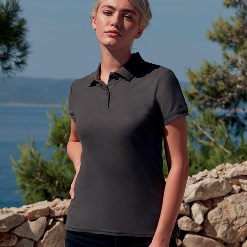 POLO DONNA a Maniche Corte FRUIT OF THE LOOM Premium Cotone 100% LADY FIT |  eBay