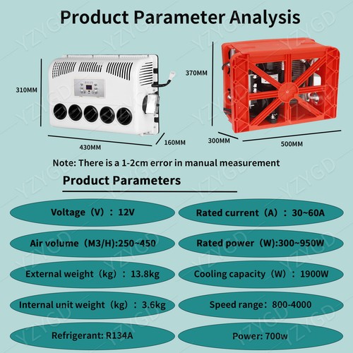 For Semi Trucks RV Caravan Engineering vehicle Cab 12V Air Conditioner Split AC - Picture 6 of 13